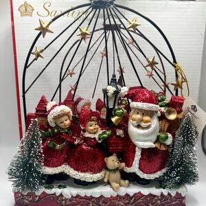 VNTG SANTINI Ceramic/Metal Santa and Children Italian Hanging or Tabletop Decor